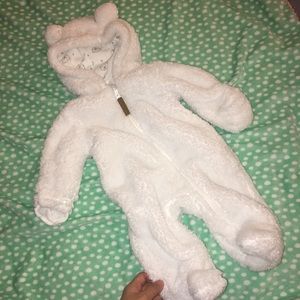 Baby Infant White Plush Zip Up
